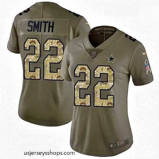 Magnificent Womens Nike Dallas Cowboys 22 Emmitt Smith Limited OliveCamo 2017 Salute to Service NFL Jersey