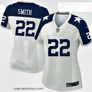 Breathtaking Womens Nike Dallas Cowboys 22 Emmitt Smith Limited White Throwback Alternate NFL Jersey