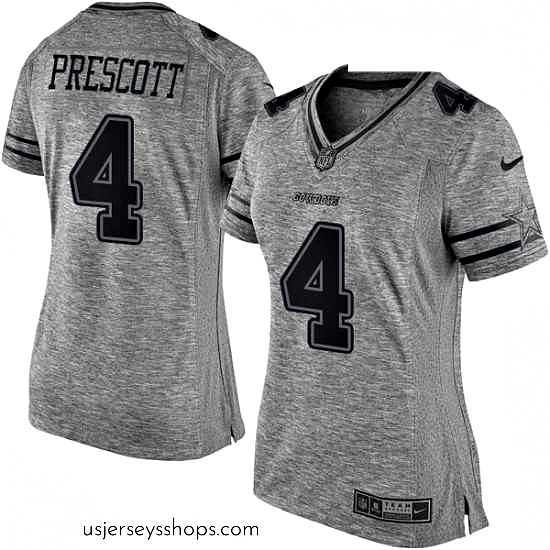 Stunning Womens Nike Dallas Cowboys 4 Dak Prescott Limited Gray Gridiron NFL Jersey