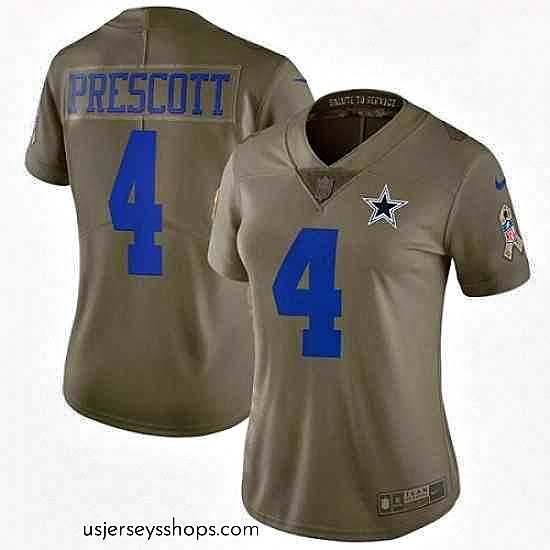 Stunning Womens Nike Dallas Cowboys 4 Dak Prescott Limited Olive 2017 Salute to Service NFL Jersey