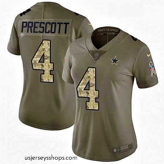 Magnificent Womens Nike Dallas Cowboys 4 Dak Prescott Limited OliveCamo 2017 Salute to Service NFL Jersey