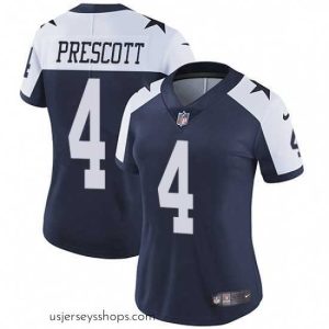 Enchanting Womens Nike Dallas Cowboys 4 Dak Prescott Navy Blue Throwback Alternate Vapor Untouchable Limited Player NFL Jersey