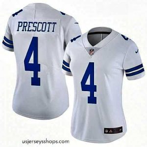 Alluring Womens Nike Dallas Cowboys 4 Dak Prescott White Vapor Untouchable Limited Player NFL Jersey