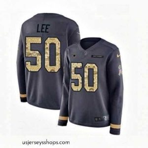 Exquisite Womens Nike Dallas Cowboys 50 Sean Lee Limited Black Salute to Service Therma Long Sleeve NFL Jersey