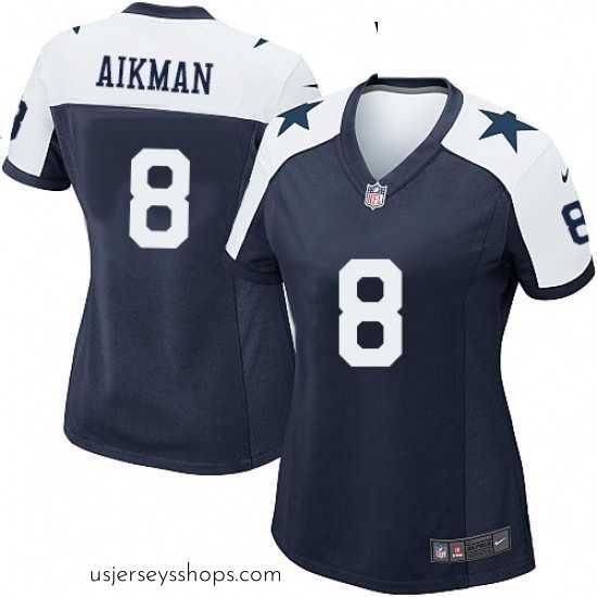 Captivating Womens Nike Dallas Cowboys 8 Troy Aikman Game Navy Blue Throwback Alternate NFL Jersey