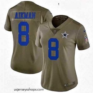 Stellar Womens Nike Dallas Cowboys 8 Troy Aikman Limited Olive 2017 Salute to Service NFL Jersey
