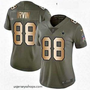Alluring Womens Nike Dallas Cowboys 88 Michael Irvin Limited OliveGold 2017 Salute to Service NFL Jersey