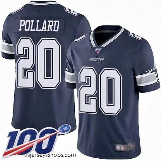 Sensational Cowboys 20 Tony Pollard Navy Blue Team Color Stitched Football 100th Season Vapor Limited Jersey