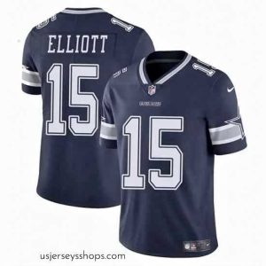 Stellar Dallas Cowboys 15 Ezekiel Elliott Navy Vapor Untouchable Limited Stitched Football Jersey
