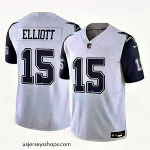 Captivating Dallas Cowboys 15 Ezekiel Elliott White 2023 F.U.S.E Color Rush Limited Stitched Football Jersey