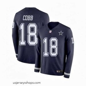 Breathtaking Dallas Cowboys 18 Randall Cobb Limited Navy Blue Therma Long Sleeve Football Jersey