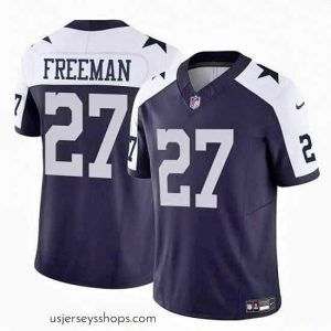 Stellar Dallas Cowboys 27 Royce Freeman Navy White 2023 F.U.S.E Thanksgiving Vapor Untouchable Limited Stitched Football Jersey