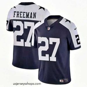 Captivating Dallas Cowboys 27 Royce Freeman Navy White Thnaksgiving Vapor Untouchable Limited Stitched Football Jersey