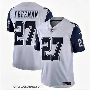Captivating Dallas Cowboys 27 Royce Freeman White Color Rush Limited Stitched Football Jersey