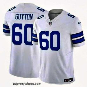 Sensational Dallas Cowboys 60 Tyler Guyton White 2024 F.U.S.E Draft Vapor Untouchable Limited Stitched Football Jersey