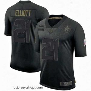 Glamorous Dallas Cowboys Ezekiel Elliott Black Limited 2020 Salute To Service Jersey