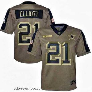 Alluring Dallas Cowboys Ezekiel Elliott Nike Olive 2021 Salute To Service Game Jersey
