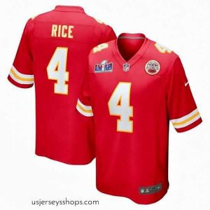 Sensational Kansas City Chiefs 4 Rashee Rice Red 2023 F.U.S.E  Vapor Untouchable Limited Stitched 2024 Super Bowl LVIII Jersey