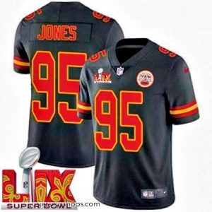 Exquisite Kansas City Chiefs Chris Jones #95 Black 2024 2025 Super Bowl LIX F.U.S.E Stitched Jersey