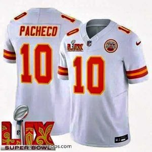 Breathtaking Kansas City Chiefs Isiah Pacheco #10 White 2024 2025 Super Bowl LIX F.U.S.E Stitched Jersey