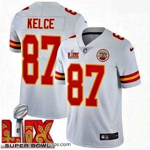 Glamorous Kansas City Chiefs Travis Kelce #87 White 2024 2025 Super Bowl LIX F.U.S.E Stitched Jersey