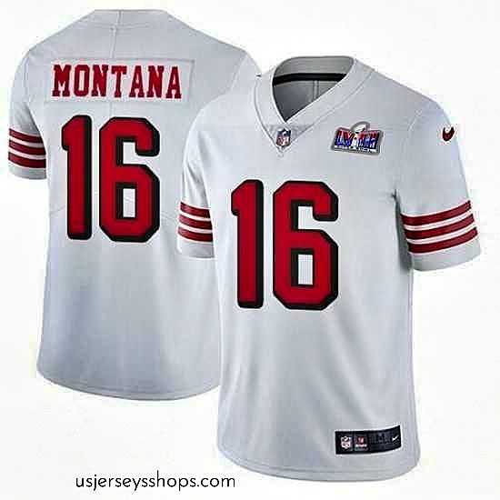 Captivating NFL San Francisco 49ers 16 Joe Montana White Throwback Vapor Untouchable Limited Stitched 2024 Super Bowl LVIII Jersey