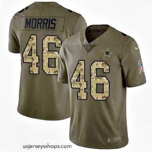 Breathtaking Nike Cowboys #46 Alfred Morris Olive Camo Stitched NFL Limited 2017 Salute to Service Jersey