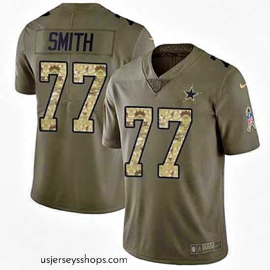 Sensational Nike Cowboys #77 Tyron Smith Olive Camo Stitched NFL Limited 2017 Salute to Service Jersey