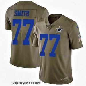 Stunning Nike Cowboys #77 Tyron Smith Olive Stitched NFL Limited 2017 Salute to Service Jersey