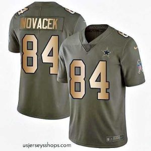 Glamorous Nike Cowboys #84 Jay Novacek Olive Gold 2017 Salute to Service NFL Limited Jersey
