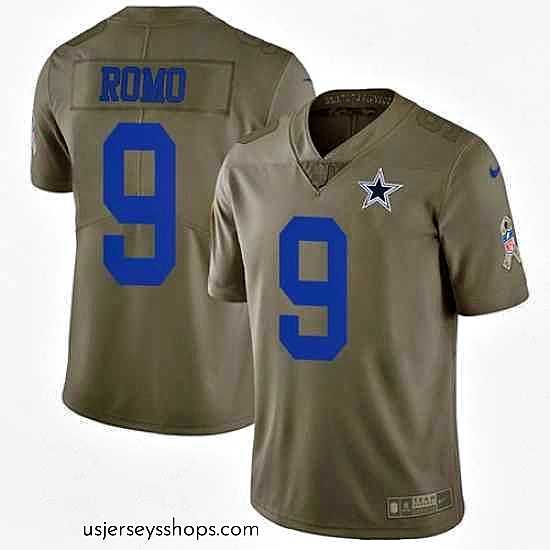 Enchanting Nike Cowboys #9 Tony Romo Olive Stitched NFL Limited 2017 Salute to Service Jersey