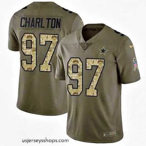 Magnificent Nike Cowboys #97 Taco Charlton Olive Camo Stitched NFL Limited 2017 Salute to Service Jersey