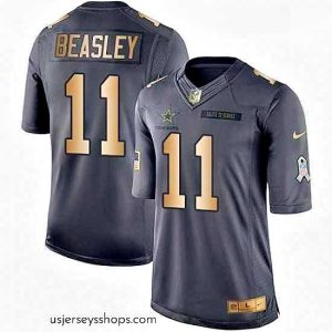 Stunning Nike Dallas Cowboys 11 Cole Beasley Limited BlackGold Salute to Service NFL Jersey