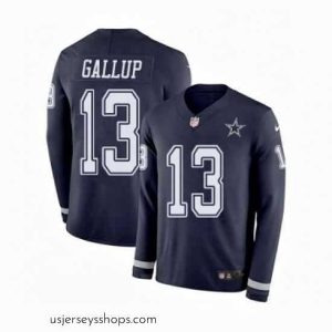 Breathtaking Nike Dallas Cowboys 13 Michael Gallup Limited Navy Blue Therma Long Sleeve NFL Jersey