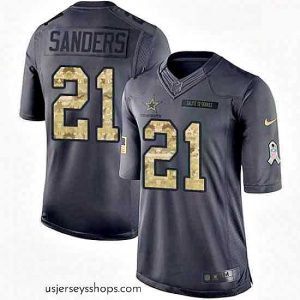 Stellar Nike Dallas Cowboys 21 Deion Sanders Limited Black 2016 Salute to Service NFL Jersey