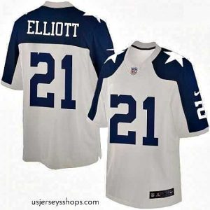 Sensational Nike Dallas Cowboys 21 Ezekiel Elliott Elite White Throwback Alternate NFL Jersey