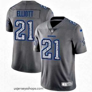 Stunning Nike Dallas Cowboys 21 Ezekiel Elliott Gray Static Vapor Untouchable Limited NFL Jersey