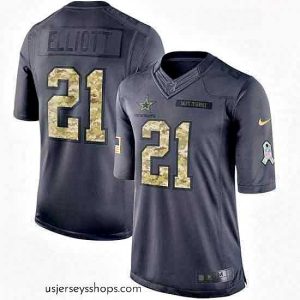 Magnificent Nike Dallas Cowboys 21 Ezekiel Elliott Limited Black 2016 Salute to Service NFL Jersey