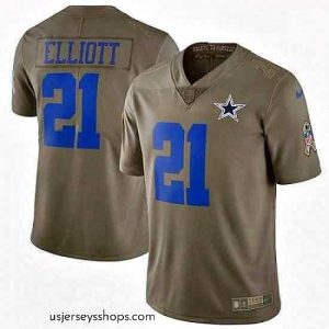 Exquisite Nike Dallas Cowboys 21 Ezekiel Elliott Limited Olive 2017 Salute to Service NFL Jersey