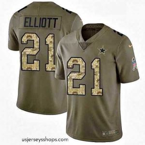 Enchanting Nike Dallas Cowboys 21 Ezekiel Elliott Limited OliveCamo 2017 Salute to Service NFL Jersey