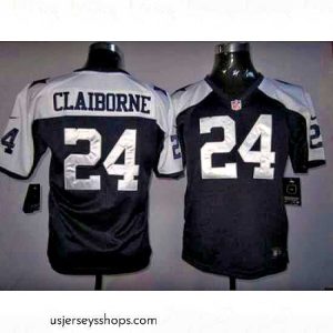 Exquisite Nike Dallas Cowboys #24 Claiborne Blue Thankgivings Nike NFL Jerseys