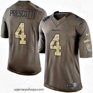 Stunning Nike Dallas Cowboys 4 Dak Prescott Elite Green Salute to Service NFL Jersey