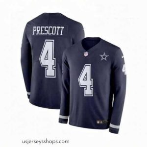 Sensational Nike Dallas Cowboys 4 Dak Prescott Limited Navy Blue Therma Long Sleeve NFL Jersey