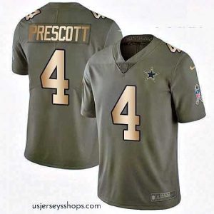 Breathtaking Nike Dallas Cowboys 4 Dak Prescott Limited OliveGold 2017 Salute to Service NFL Jersey