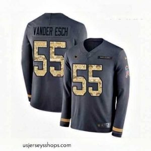 Breathtaking Nike Dallas Cowboys 55 Leighton Vander Esch Limited Black Salute to Service Therma Long Sleeve NFL Jersey