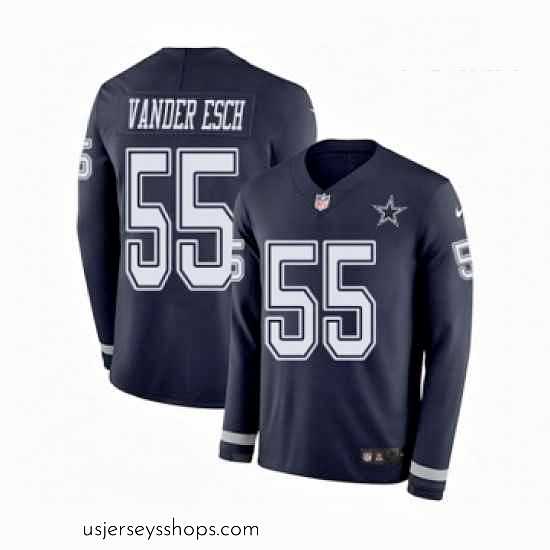 Magnificent Nike Dallas Cowboys 55 Leighton Vander Esch Limited Navy Blue Therma Long Sleeve NFL Jersey