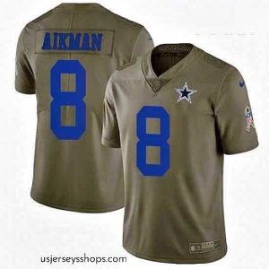 Glamorous Nike Dallas Cowboys 8 Troy Aikman Limited Olive 2017 Salute to Service NFL Jersey