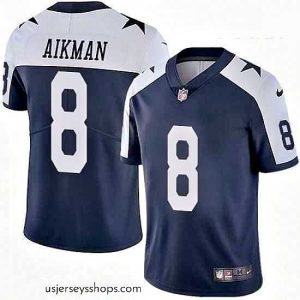 Breathtaking Nike Dallas Cowboys 8 Troy Aikman Navy Blue Throwback Alternate Vapor Untouchable Limited Player NFL Jersey