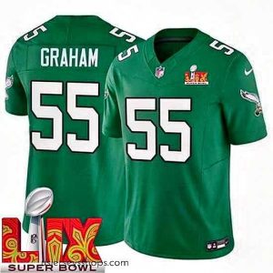 Glamorous Philadelphia Eagles Brandon Graham #55 Kelly Green 2024 2025 Super Bowl LIX F.U.S.E Stitched NFL Jersey