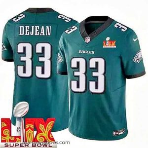Sensational Philadelphia Eagles Cooper DeJean #33 Green 2024 2025 Super Bowl LIX F.U.S.E Stitched NFL Jersey